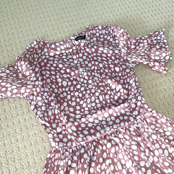 Boohoo Petite Woven Polka Dot Smock Dress - Picture 4 of 8